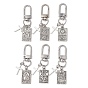 Alloy Tarot Pendants Decorations, with Alloy Swivel Clasps and Cross Charms, Rectangle