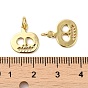 Rack Plating Brass Charms, with Jump Ring, Lead Free & Cadmium Free, Long-Lasting Plated, Skull Pumpkin Charm