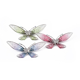 Bling Resin Butterfly Brooch Pin with Crystal Rhinestone, Platinum Alloy Badge for Women