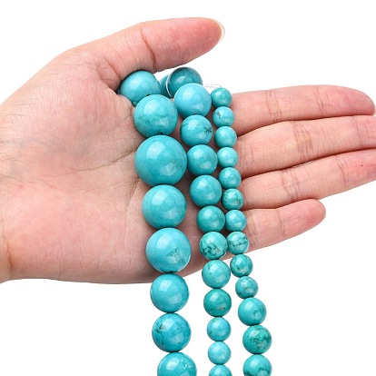 Brins de perles graduées en magnésite naturelle, teints et chauffée, ronde