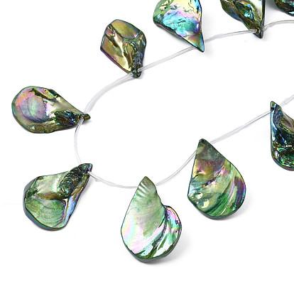 Electroplated Natural Freshwater Shell Beads, Teardrop, AB Color