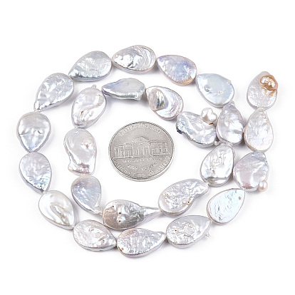 Perles baroques naturelles nucléées, brins de perles keshi, perle de culture d'eau douce, larme