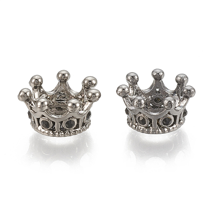 Perles européennes en alliage, Perles avec un grand trou   , avec strass, couronne