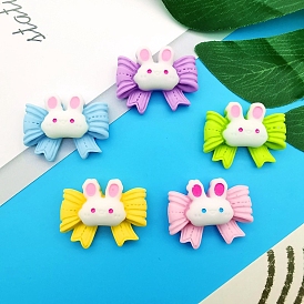 Opaque Resin Cabochons, Rabbit with Bowknot