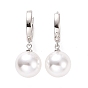 Pendientes de aro con perlas de plástico, joyas de latón para mujer, sin plomo y cadmio