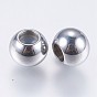 304 Stainless Steel Beads, Round, with Rubber, Slider Stopper Beads