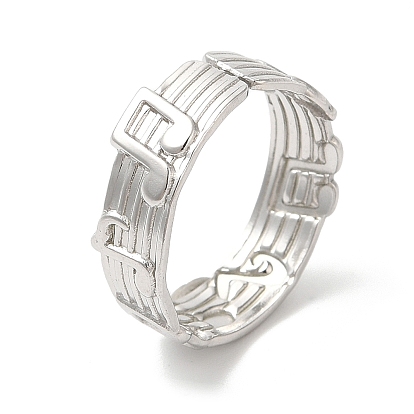 Ионное покрытие (ip) 304 манжета из нержавеющей стали, широкие кольца на пальцах, открытые кольца с музыкальной нотой для женщин