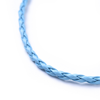 Cuerda de collares de cuero de imitación, con langosta cierres de hierro y cadenas de hierro, 420x3 mm
