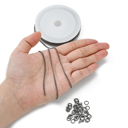 Kit de fabricación de collar de pulsera de cadena de bricolaje, incluidos cierres de pinza de langosta de aleación de zinc, cadenas retorcidas de hierro y anillos de salto