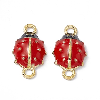 Alloy Connector Charms, with Enamel, Golden, Ladybug Links