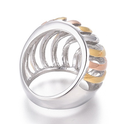304 anillos de dedo del acero inoxidable, color de acero inoxidable y oro y oro rosa