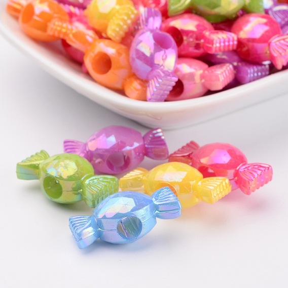 Perles acryliques plaquées, couleur ab , candy