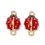 Alloy Connector Charms, with Enamel, Golden, Ladybug Links