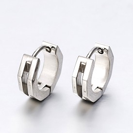Fashionista Must-Have Unisex 304 Stainless Steel Huggie Hoop Earrings, Hypoallergenic Earrings, 13x13x4mm, Pin: 1mm
