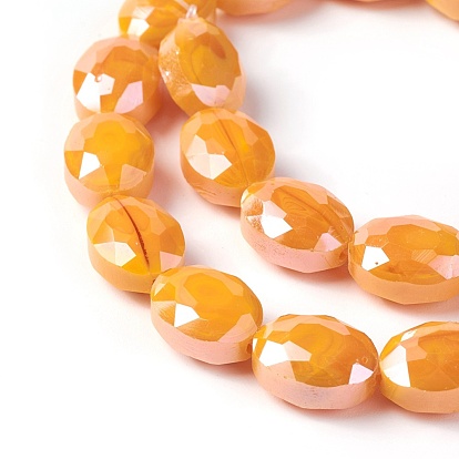 Perles en verre electroplate, perle plaquée lustre, ovale à facettes