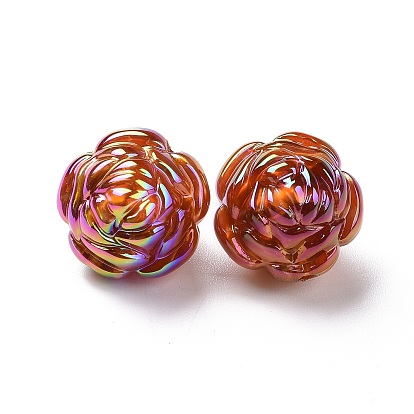 UV Plating Rainbow Iridescent Acrylic Beads, with Gold Foil, Rose