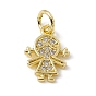 Brass Micro Pave Cubic Zirconia Charms, with Jump Rings, Girl Charms