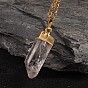 Натуральный кристалл пуля кулон ожерелье, с 304 цепями Роло из нержавеющей стали