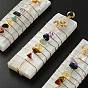 Chakra Jewelry, Natural Selenite Home Decorations, with Brass Wire Wrapped and Natural Gemstone Chip Beads, Rectangle