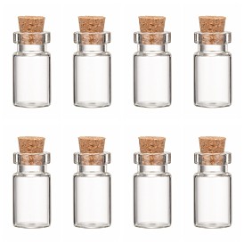 Contenedores de talón tarro de cristal, con tapón de corcho, deseando botella, Claro, 13x23 mm, diámetro interior: 13 mm, Tampion: 7x5~6.5 mm