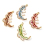 304 Stainless Steel Enamel Pendants, Real 18K Gold Plated, Feather Charm