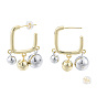 Two Tone Brass Round Ball Dangle Stud Earrings, Half Hoop Earrings for Women, Nickel Free