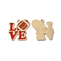 Alloy Enamel Pendants, Cadmium Free & Nickel Free & Lead Free, Light Gold, Word LOVE with Rugby Charm