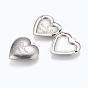 316 inoxydable pendentifs médaillon en acier, cadre de photo charmant pour colliers, coeur avec la phrase je te aime, pour Saint Valentin