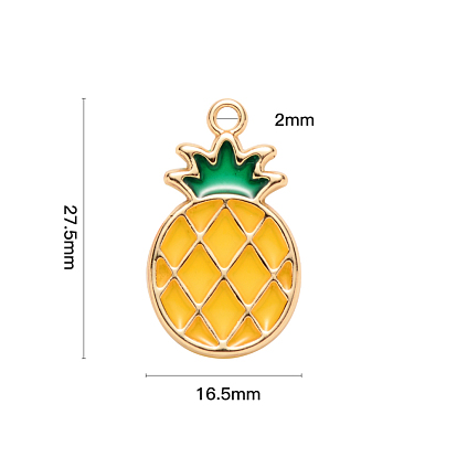 Alloy Pendants, with Epoxy Resin, Cadmium Free & Lead Free, Pineapple, Golden