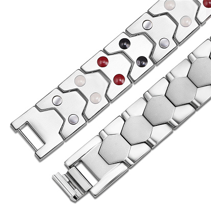 Pulseras de banda de reloj de cadena de pantera de acero inoxidable shegrace, con broches banda reloj