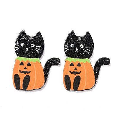 Pendentifs acryliques, pour halloween, cat