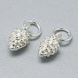 925 Sterling Silver Charms, with Jump Ring, Pine Cone