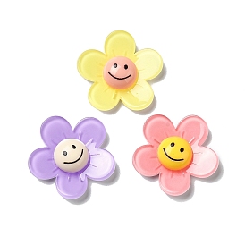 Acrylic Cabochons, Flower with Smiling Face