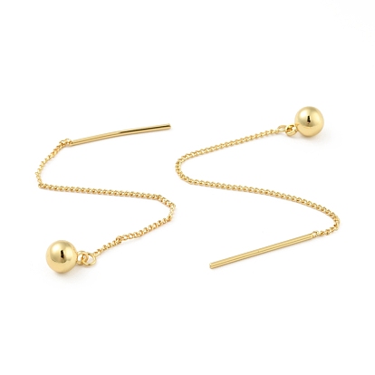 Brass Ball Tassel Dangle Stud Earrings, Ear Thread for Women, Cadmium Free & Lead Free