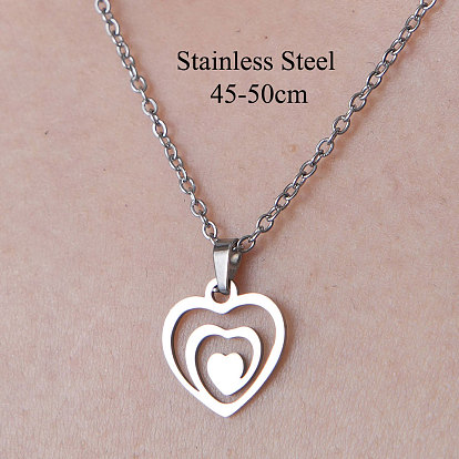 201 Stainless Steel Heart Pendant Necklace