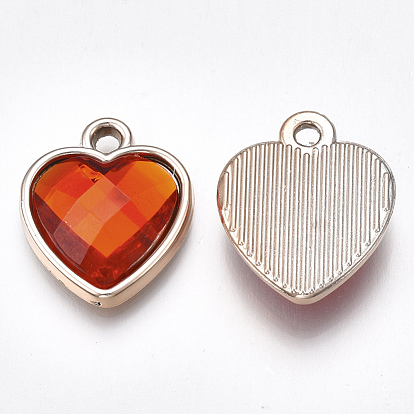 Uv pendentifs acryliques de placage, avec strass acrylique, facette, cœur