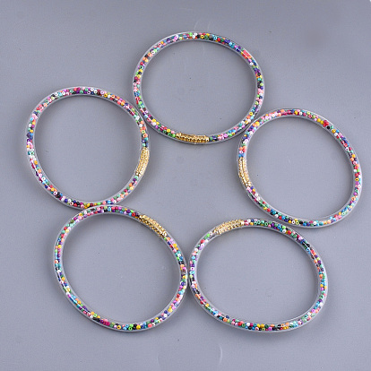 Наборы буддийских браслетов из ПВХ, желейные браслеты, со стеклянными бусинами и полиэфирной лентой
