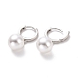 Pendientes de aro con perlas de plástico, joyas de latón para mujer, sin plomo y cadmio