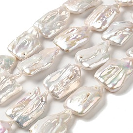 Natural Keshi Pearl Beads Strands, Baroque Pearls, Cultured Freshwater Pearl, Rectangle, Grade 4A+