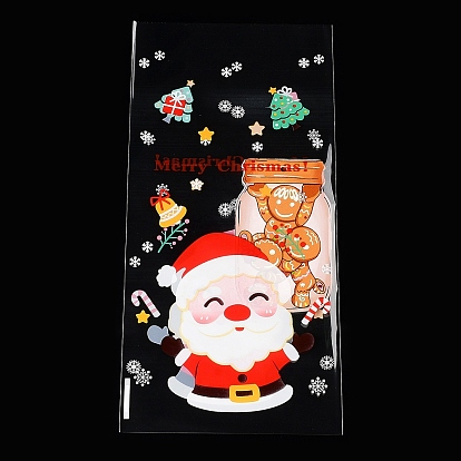 Самоклеящийся пластиковый пакет для выпечки на рождественскую тематику, с проволочными стяжками, для шоколада, конфеты, печенье, прямоугольные