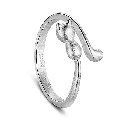 Shegrace cute design 925 кольца-манжеты из стерлингового серебра с котенком, 18 мм