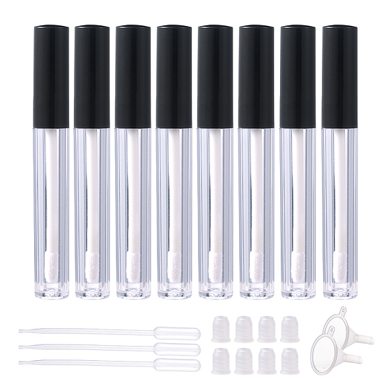 DIY Lip Glaze Bottle Sets, with Plastic Transfer Pipettes and Plastic Funnel Hopper