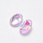 Transparent Spray Painted Glass Charms, AB Color Plated, Oval
