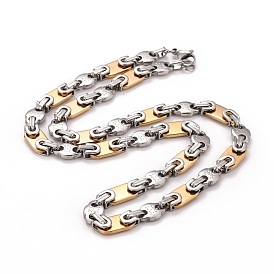 Placage sous vide 304 collier de chaînes à maillons ovales en acier inoxydable, bijoux hip hop pour hommes femmes