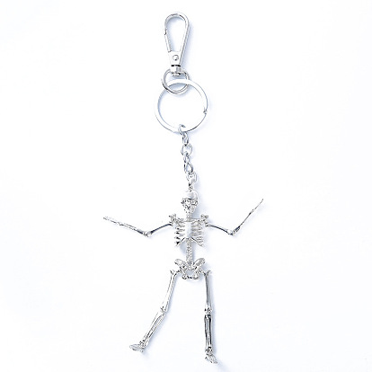 Alloy Pendant Keychain, with Alloy Findings and Lobster Claw Clasps, Skeleton