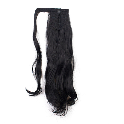 Длинный вьющийся хвост наращивание волос волшебная паста, термостойкое высокотемпературное волокно, обернуть вокруг хвоста синтетический парик, для женщин