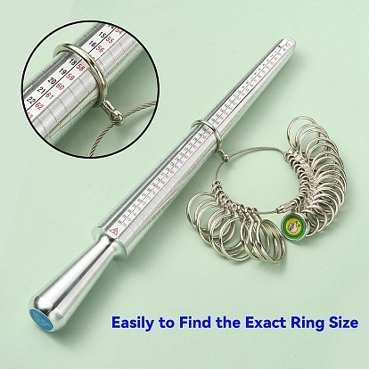Jewelry Measuring Tool, with Aluminium Ring Size Sticks Ring Mandrel & Alloy American Calibration Ring Sizers Professional Model