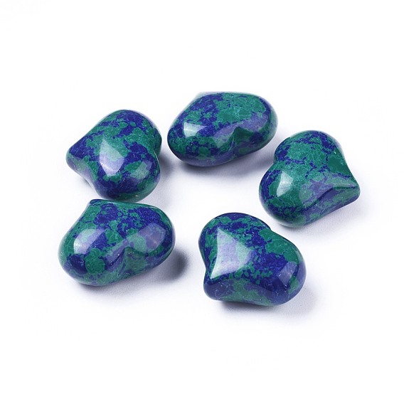 Pierre naturelle de chrysocolle et de lapis-lazuli, teint, coeur pierre d'amour, pierre de palme de poche pour équilibrer le reiki