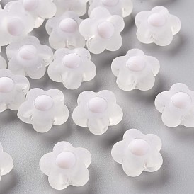 Transparent Acrylic Beads, Frosted, Bead in Bead, Flower