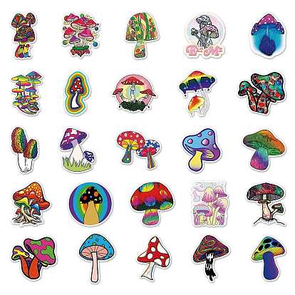 50Pcs Rainbow Color PVC Waterproof Cartoon Stickers, Self-adhesive Plant Decals, for Suitcase, Skateboard, Refrigerator, Helmet, Mobile Phone Shell